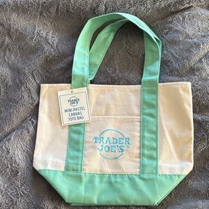 NWT in hand Trader Joe’s mint green pastel mini tote